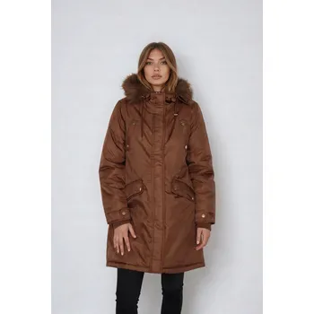 Moto bunda JESSICA SIMPSON HNĚDÁ PARKA KAPUCE A KOŽÍŠEK KSQ NTR__M