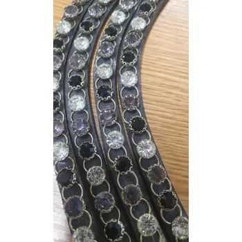 HKM Kožená čelenka Precious Barva: šedá/černá/bílá, Velikost: COB