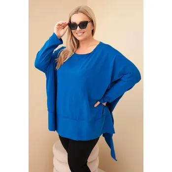 Dámská tunika Dámská tunika Plus Size z bavlny s asymetrickým spodním lemem chaberová UNI