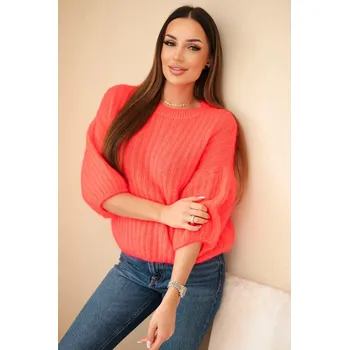 Dámský svetr Svetr dámský z mohéru s krátkým rukávem malinový UNI