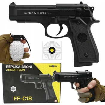 Dětská zbraň KOVOVÁ PISTOLE 6MM NA KULIČKY REPLIKA IMITACE ZBRANĚ ASG DÁREK KULIČKY