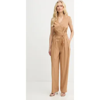 Dámský overall Overal ze lněné směsi Twinset 261LB2QDD hnědá 82X, vel. XS