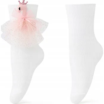 Dívčí ponožky s ozdobou bílé Be Snazzy, vel. 24/29