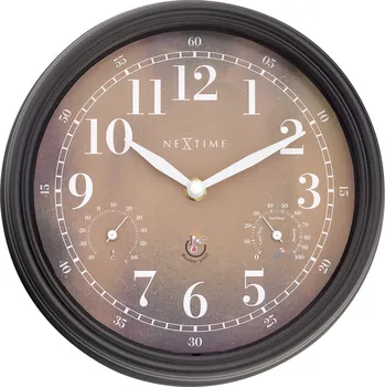 Hodiny NeXtime, Hodiny s teploměrem a vlhkoměrem Jasmine černo-hnědé - Formadore