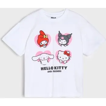 Oblečení a móda Sinsay - Bavlněná košilka s potiskem Hello Kitty - bílá - 878HE-00X - 878HE-00X-116