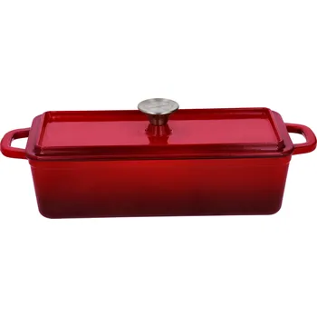 Nádoba na pečení SILVERCREST® Litinový hrnec / forma na pečení chleba (obdélníková, červená)