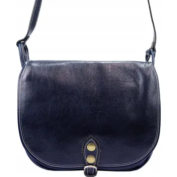 Vera Pelle kabelka kožená kabelka přes rameno z pravé kůže, modrá