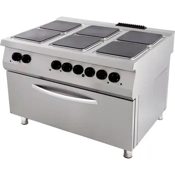 Kuchyňský gril Maxima Sporák Premium - 6 hořáků - elektrický - tříplotýnkový - s širokou troubou - hloubka 90 cm | 09398527