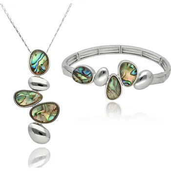 Souprava šperků Luxusní dárkový set YVON Exclusive s mušlí Abalone ve stříbrné barvě