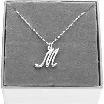 Náhrdelník Naszyjnik z literką M řetízek písmeno M stříbro 925 45 cm krabička