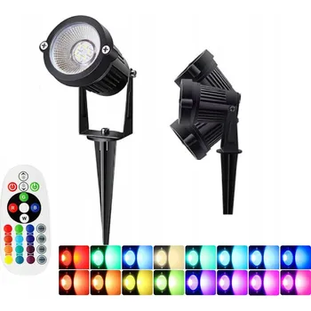 1 KS ZAHRADNÍ REFLEKTOR ZAPICHOVACÍ ČERNÝ IP65 + LED RGB