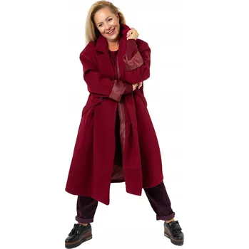 Dámský kabát Agrafka dámský kabát červený oversize bez kapuce univerzální velikost