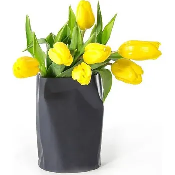 Váza Ćmielów Design Studio, „Pokrčená“ váza Cmielow Design Studio nízká grafitová - Formadore