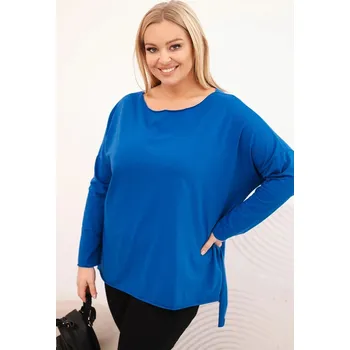 Dámská halenka Dámská blůza Plus Size asymetrická s dlouhým rukávem chabrová UNI