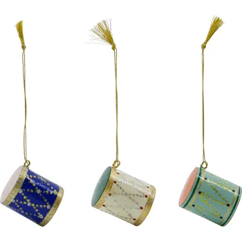 Vánoce House Doctor, Vánoční ozdoby HDDrum, modré, béžové a zelené, 3 ks - Formadore