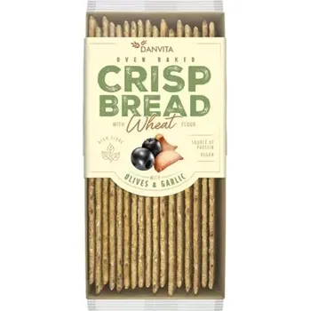 Křehké pšeničné plátky s olivami a česnekem 130 g