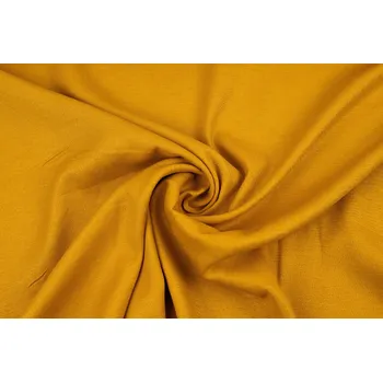 Viskózová tkanina s příměsí lnu hořčicová