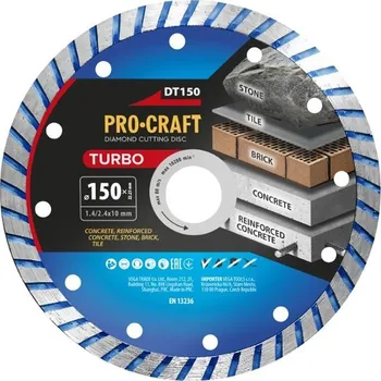 Řezný kotouč Kotouč řezný diamantový 150mm PROCRAFT DT150 Turbo