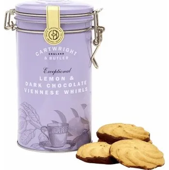 Cartwright & Butler Vídeňské sušenky s citronem a hořkou čokoládou, kovová dóza, 200 g 4570