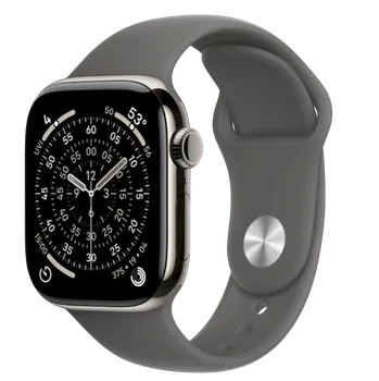 Chytré hodinky APPLE Watch 11&nbsp;GPS + Cellular 42mm&nbsp;přírodní titan - skálově šedý sportovní řemínek - M/L