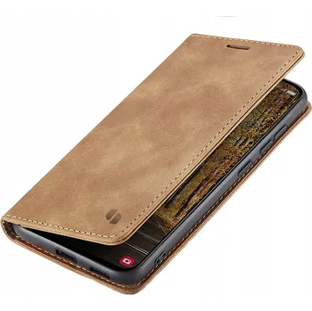 Pouzdro na mobilní telefon Pouzdro s klopou Spacecase pro Samsung Galaxy S25 Edge, hnědé