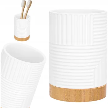 Držák na kartáček Kelímek na zubní kartáčky, bílý koupelnový organizér v loft stylu