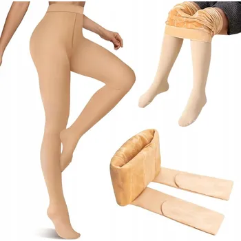 Dámské oblečení ZIMNÍ ZATEPLENÉ LEGÍNY S KOŽÍŠEK dámské PUNČOCHÁČE GETRY na zimu teplé L