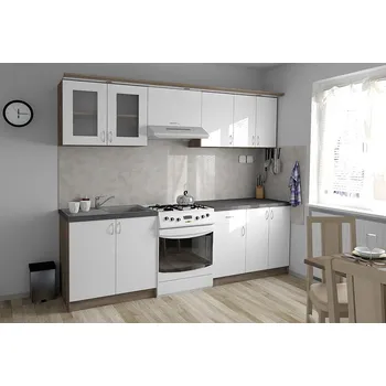 Kuchyňská linka Nabytekmorava Kuchyňská linka Bára B barva kuchyně: D.SONOMA TMAVÁ / BÍLÁ, pracovní deska: ANO S PRACOVNÍ DESKOU