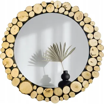Zrcadlo Zrcadlo nástěnné kulaté dřevěné kruhy FOREST, rustikální, průměr 85 cm