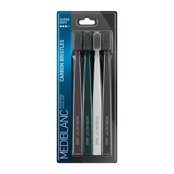 Zubní kartáček Mediblanc Zubní kartáčky s uhlíkovými štětinami 4860 Super soft 4 ks 4 ks