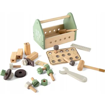 Dřevěná hračka Dřevěná bedna s nářadím DANTOY, 26 dílů