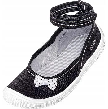 Dívčí bačkory Dívčí černé papuče s 3D mašlí a zapínáním na kotníku na suchý zip, vel. 31