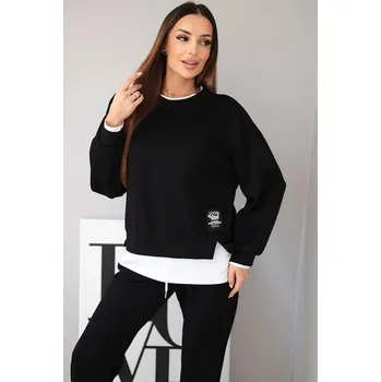 Dámská halenka Dámský komplet s máslovou barvou, volnou mikinou a tepláky černý UNI