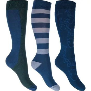 Jezdectví HKM HOUSTON Dětské podkolenky set 3 ks Barva: Modrá/Zelená, Velikost: 30-34