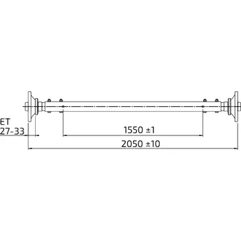 Přívěs k motorovému vozidlu Náprava AL-KO Starr Plus UBR BS (1800kg) a=1550 mm, c=2050 mm, 112x5