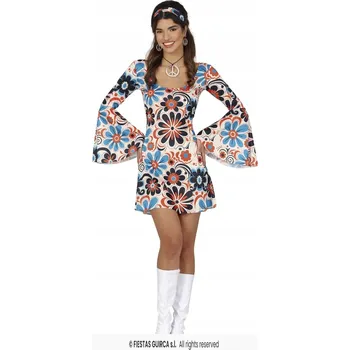 Karnevalový kostým Kostým Disco Barevná Šaty LÉTA 70 Hipiska Tanečnice Karneval, S