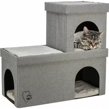 Pelíšek pro kočku TRIXIE Jeskyně KIMY skládací, 2 patra, 76 x 72 x 37 cm, světle šedá