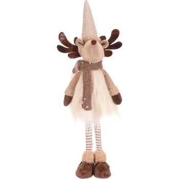 Vánoční dekorace Látkový vánoční sob stojící 51 cm hnědý