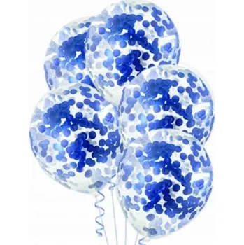 Balónek Chrpa modrý latexový balónek s konfetami 30cm 1 Ks