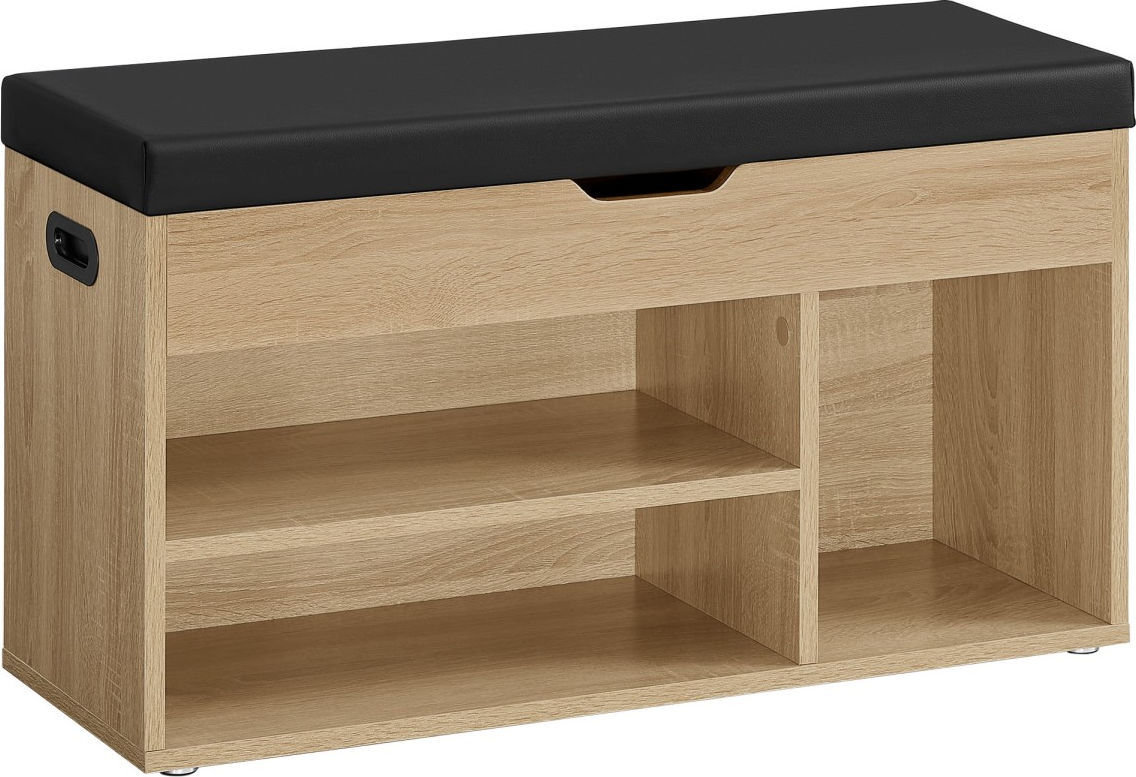 Botník s lavicí a černým sedákem z eko kůže WESO SONOMA 80x30x44 cm