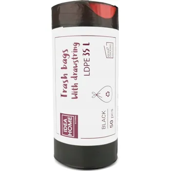 Pytle na odpadky LDPE pytle se stahovací páskou 35l ČERNÉ 50 Ks
