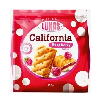 Trvanlivě pečivo California sušenky z listového těsta s malinovou náplní 150 g