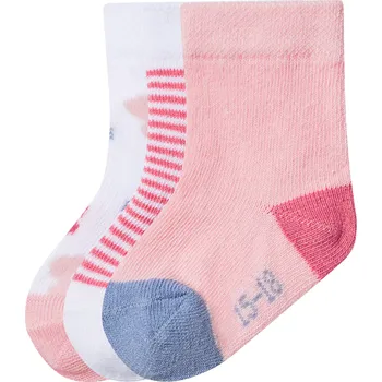 Dívčí oblečení lupilu® Dětské ponožky s BIO bavlnou, 3 páry (růžová/bílá, 11-14)