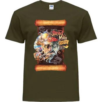 Pánské oblečení panske_tricko_bavlnene_potisk_pirati Barva: Khaki, velikost: S