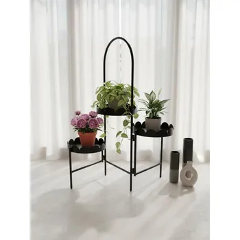 Stojan na květiny Sinsay - Nastavitelný tříúrovňový železný stojan na květiny s ozdobným okrajem - černá - 741HI-99X - 741HI-99X-ONE