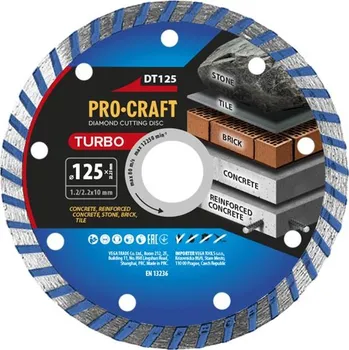 Řezný kotouč Kotouč řezný diamantový 125mm PROCRAFT DT125 Turbo