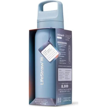 LGV42SBLWW Lifestraw Go 2.0 Stainless Steel Water Filtr Bottle 24oz Icelandic Blue