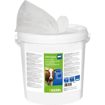 KERBL 15815 UDDEROCLEAN vlhčené utěrky na vemena 20x20 cm, 1000 útržků, kbelík s víkem