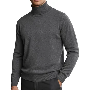 Pánský svetr Rolák pánský klasický s dlouhým rukávem tmavě šedý WX2359 - L