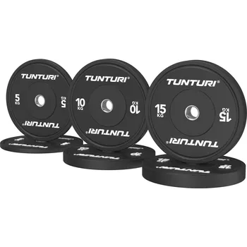 Set Olympijských Bumper kotoučů TUNTURI Platinum Černý - 60 kg